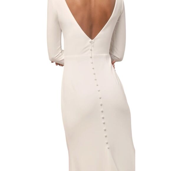 Lulus Feeling of Forever Maxi Dress Womens 3X White L/S Mermaid Wedding Gown - Picture 5 of 10